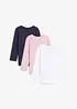Maglia a maniche lunghe (pacco da 3) in puro cotone biologico, bonprix