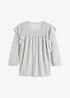 Maglia con lurex, maniche a 3/4 e volant, bonprix