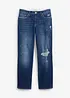 Jeans straight cropped con cinta comoda, vita media, bonprix