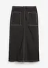 Gonna di jeans lunghezza midi, vita media, bonprix
