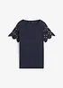 Maglia in puro lino con maniche effetto uncinetto, bonprix