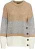 Maglione oversize a righe con bottoni, bonprix