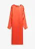 Abito midi in satin fluente con maniche a pipistrello, bonprix