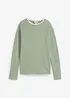Maglia 2 in 1 a maniche lunghe effetto waffle in puro cotone, bonprix