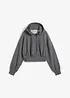 Felpa con zip e cappuccio cropped in morbido misto cotone, bonprix