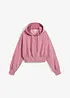 Felpa con zip e cappuccio cropped in morbido misto cotone, bonprix