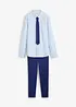 Pantaloni chino, camicia a maniche lunghe e cravatta (set 3 pezzi), bonprix