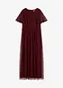 Abito lungo in fine tulle con ricamo e paillettes, bonprix