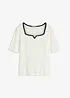 Maglione in filato fine con bordo a contrasto, bonprix