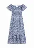 Abito midi in stile bohémien a spalle scoperte, in cotone leggero, bonprix