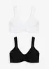 Reggiseno t-shirt minimizer senza ferretto con cotone biologico (pacco da 2), bonprix