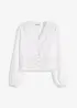 Blusa con inserto effetto uncinetto e frange, bonprix