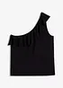 Top monospalla con volant in misto viscosa morbido, bonprix