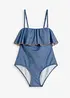 Costume intero a fascia con effetto denim, bonprix