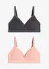 Bralette imbottita senza ferretto con cotone biologico (pacco da 2), bonprix