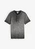 Maglia serafino a maniche corte  in puro cotone biologico effetto lavato, bonprix