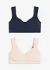 Reggiseno t-shirt minimizer senza ferretto con cotone biologico (pacco da 2), bonprix