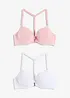 Reggiseno con coppe preformate, ferretto, chiusura anteriore e cotone (pacco da 2), bonprix