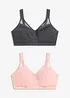 Reggiseno contenitivo senza ferretto con spalline imbottite (pacco da 2), bonprix