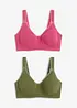 Reggiseno t-shirt senza ferretto con cotone (pacco da 2), bonprix