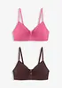 Reggiseno in cotone senza ferretto con coppe preformate (pacco da 2), bonprix