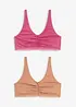 Bralette con cotone e pizzo (pacco da 2), bonprix