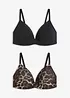 Reggiseno senza ferretto con coppe preformate e cotone (pacco da 2), bonprix