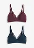 Reggiseno senza ferretto con coppe preformate e cotone biologico (pacco da 2), bonprix