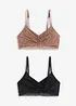 Reggiseno da allattamento con pizzo e cotone biologico (pacco da 2), bonprix