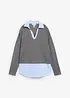 Maglione in filato fine con inserto di camicia, bonprix