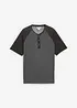 Maglia serafino a maniche corte in puro cotone biologico effetto lavato, bonprix