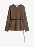 Maglia con percentuale di lana e cinturina in similpelle, bonprix
