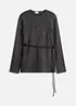 Maglia con percentuale di lana e cinturina in similpelle, bonprix