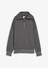 Felpa a collo ampio con zip in misto cotone morbido, bonprix