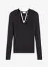 Maglione a coste con effetto 2 in 1 in filato fine di viscosa, bonprix