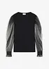 Maglione in filato fine con maniche in mesh, bonprix