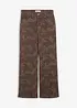 Pantaloni in twill leopardati wide leg, bonprix