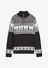 Maglione norvegese con collo e zip, bonprix