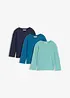 Maglia a maniche lunghe in puro cotone biologico (pacco da 3), bonprix