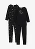 Maglia lunga e leggings con cotone biologico morbido e stampa glitterata (set 4 pezzi), bonprix