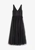 Abito lungo in fine tulle con ricami e paillettes, bonprix