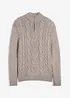 Maglione a trecce con zip, bonprix