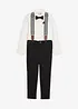 Camicia a maniche lunghe, pantaloni elasticizzati, bretelle e papillon (set 4 pezzi), bonprix