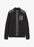Cardigan in filato grosso con inserti di tessuto, bonprix