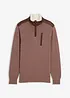 Maglione con mezza zip e inserto in tessuto, bonprix