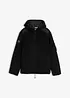 Giacca in pile teddy con rifiniture in tessuto e cappuccio, bonprix
