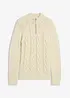 Maglione in filato grosso misto cotone con mezza zip, bonprix