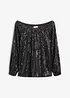 Maglia con spalle scoperte oversize con paillettes, bonprix