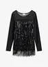 Maglia a maniche lunghe con frange e pailettes, bonprix