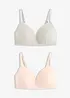 Reggiseno con coppe preformate senza ferretto in cotone biologico e tessuto a coste (pacco da 2), bonprix
